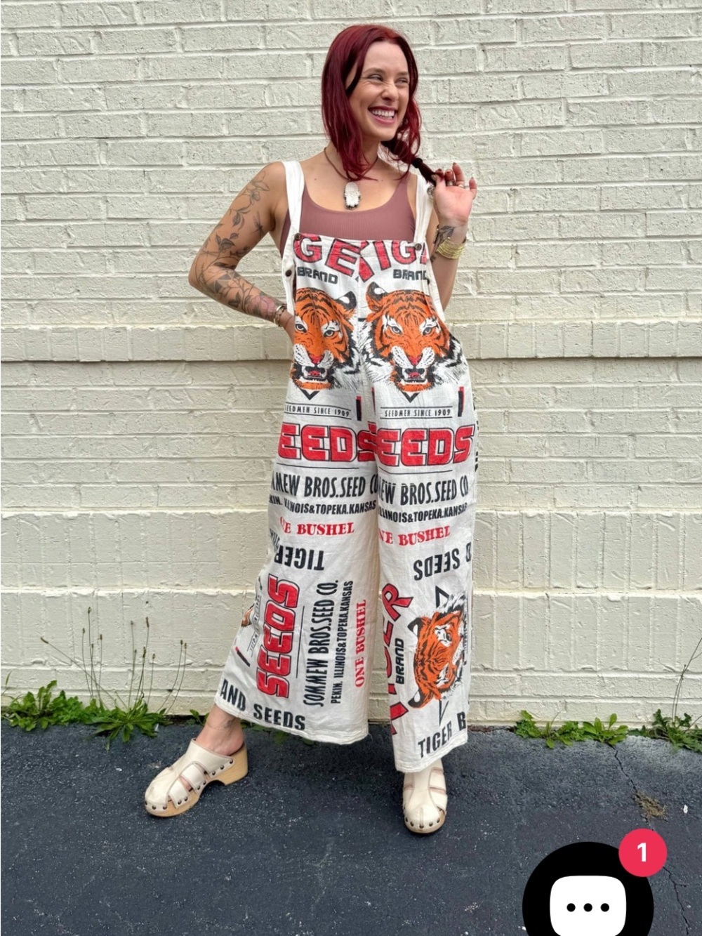 NWT Tiger Wide Leg Sack Overalls- One Size Fits Most